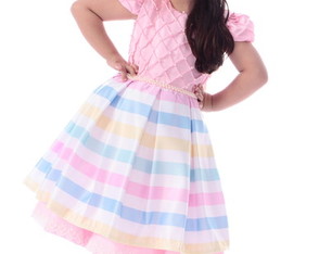 Vestido Arco Iris Infantil Luxo