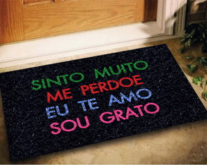 Tapete Capacho Hooponopono Gratidão 60x40 Vinil