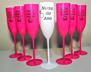 Taça Champagne 160 ml Personalizada Colorida Chá de Lingerie