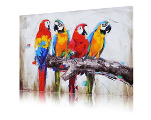 Quadro Pintura em Tela Abstrato Araras 100x65x4cm