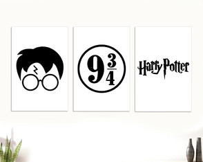 Kit 3 Quadros Decorativos Harry Potter Mdf 20x30