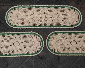 Jogo de Cozinha Flores 3 Peças em Crochê