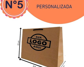 50 Sacolas Papel Kraft Personalizadas para Lojas 23x31x11cm