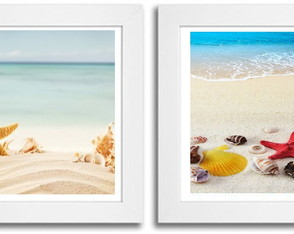 Conjunto de Quadros para Lavabo conchas. caramujo COM VIDRO