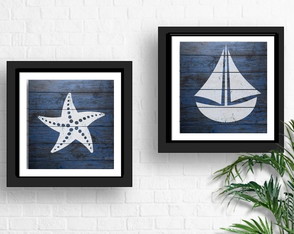 Conjunto de Quadros para Lavabo Conchas. Caramujo com Vidro