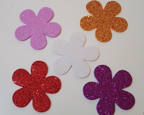 Flor em EVA com glitter 5cm