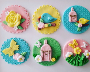 Aplique cupcake 6cm Jardim