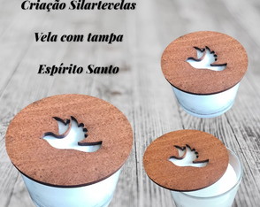 Lembrancinha Crisma, Vela com Tampa Espirito Santo