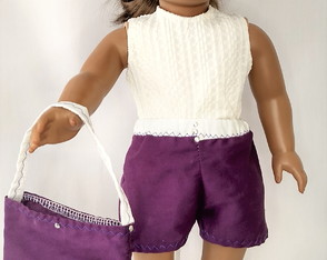 Conjunto Roxo (Shorts, bolsa , sandália e faixa)