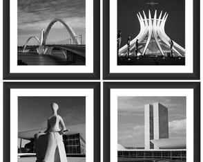 Kit 4 Quadro Brasilia Congresso Catedral Preto Branco Decor