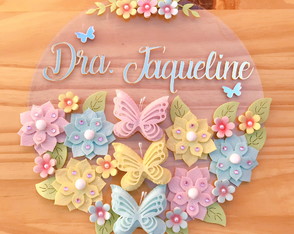 Porta Maternidade Jardim Acrílico e Espelho