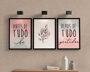 Quadros Frases Rosa: Com Vidro