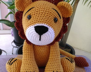 Leão Léo Amigurumi Crochê 30cm em Pé/17cm Sentado