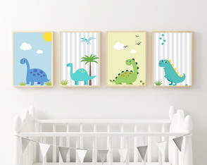 Quadro Infantil Dinossauro Colorido