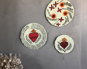 Pratos Decorativos - Trio Coração Old School
