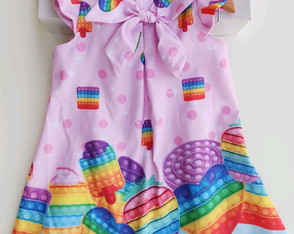 Vestido Infantil Trapézio Pop it com laço 2 a 3 anos