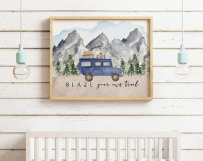 Quadro decorativo infantil carro montanhas quarto menino a3