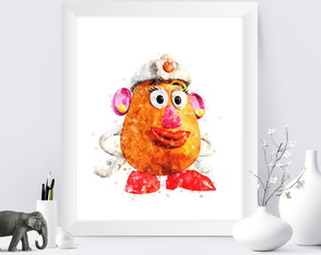 Quadro decorativo infantil cabeça de batata aquarela toy sto