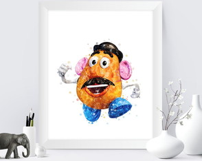 Quadro decorativo infantil senhor cabeça de batata aquarela