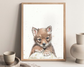 Quadro Decorativo infantil doguinho fofo aquarela A3