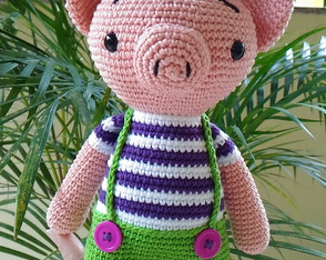 Porquinho Bombom Amigurumi crochê 24cm