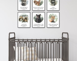 Kit 6 quadros decorativo animais da floresta selvagem