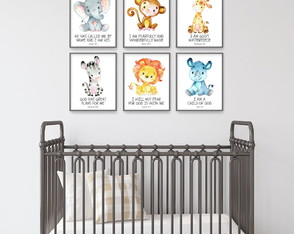 Kit 6 quadros decorativos infantil leãzinho e sua turminha