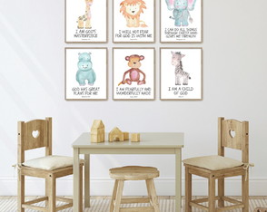 Kit 6 quadros decorativos infantil zebrinha e sua turma A3