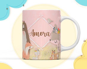 Lembrancinha caneca de polímero animais