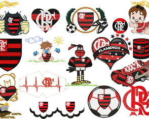 Matriz Bordado Flamengo Barrinha Ramos Mascote Ursinho Brasã