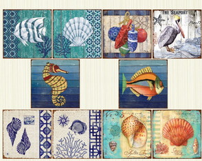 10 Quadros Decorativos 15x15 Coleção Praia