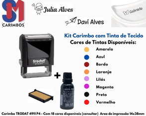 Kit Carimbo Para Tecido (Uniforme escolar)