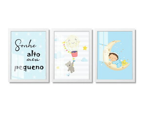 Quadro Decorativo Infantil para Quarto de Bebê Menino Frases