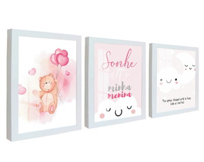 Quadro Decorativo Quarto de Bebê Menina Frases com Vidro