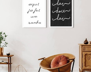 Quadro Decorativo Frases Lar Doce Lar Preto e Branco