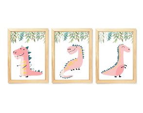 Quadro Decorativo Dinossauro para Quarto com Moldura e Vidro