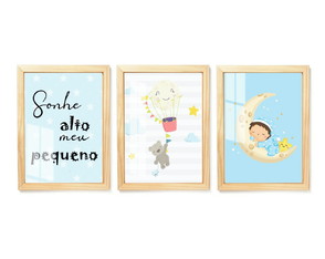 Quadro Decorativo para Quarto de Menino Frases Tons de Azul