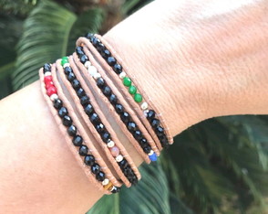 Pulseira Chan Luu de cristais pretos e prata