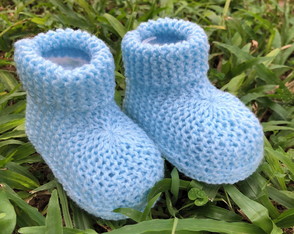 Bota em Tricô para Bebê Azul Bebê