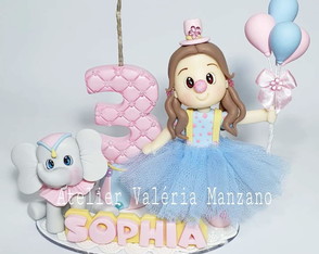 Vela Palhacinha Circo Rosa Personalizada