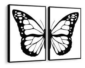 Quadro Decorativo Moderno Borboleta Preto e Branco