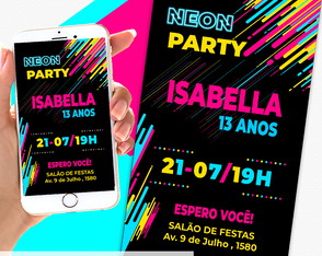 Convite Digital Neon Party Balada