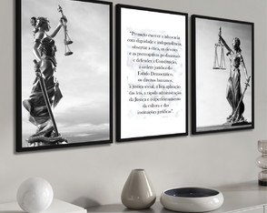 Quadro Decorativo Advocacia Profissão Deusa da Justiça Trio