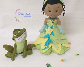 Princesa Tiana e o sapo em feltro