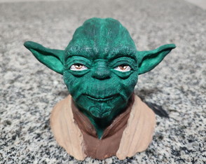 Busto Mestre Yoda Pintado a Mão em Plástico 3D Decorativ