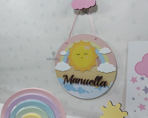 Enfeite Porta Maternidade Sol E Nuvens - Apliques 3d