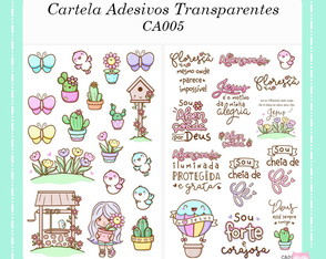 Cartela de Adesivos Transparente CA005 - Bible Journaling