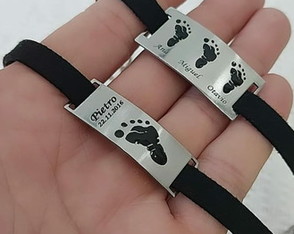 Pulseira Aço Inox E Camurça Com Até 3 Filhos,