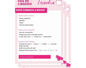 Chá De Lingerie - Quiz - Você Conhece A Noiva?