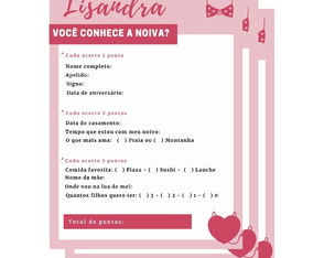 Chá De Lingerie - Quiz - Você Conhece A Noiva?